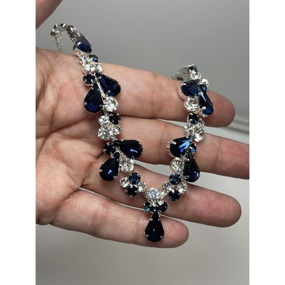 Rosemarie Collections Necklace Bracelet Earring Rhinestone 4 Piece Jewelry Set - Picture 8 of 12